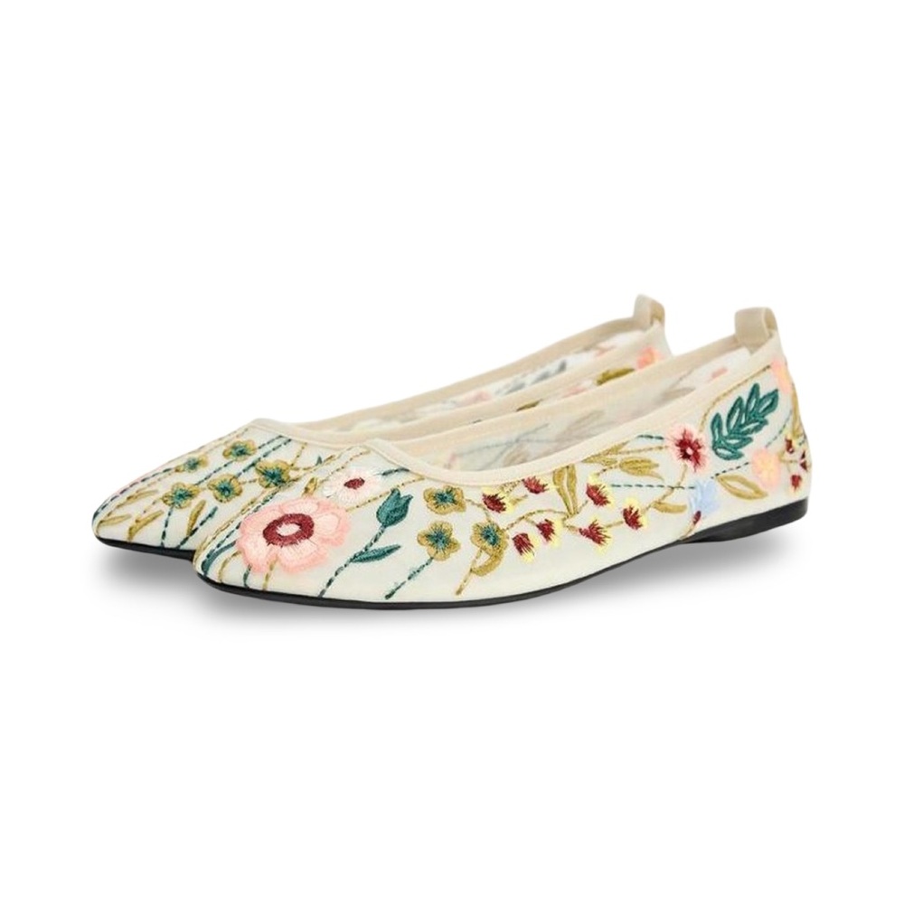 Embroidered Floral Women's Flats
